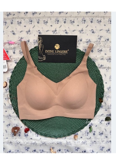 Intive Pureform Balensiz Dikişsiz Kopçasız Dokulu Seamless Bralet Koyu Bej