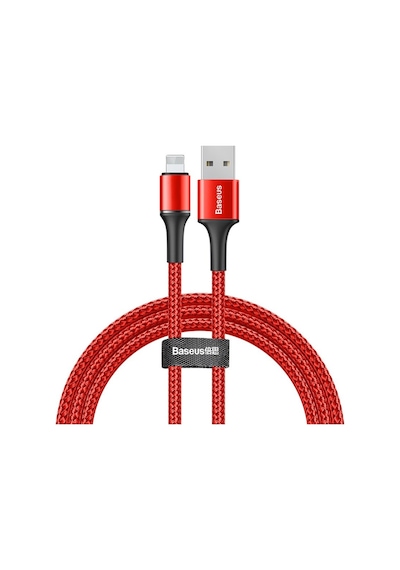 Baseus Halo 2.4A Lightning 1 Metre Şarj Kablosu Kırmızı