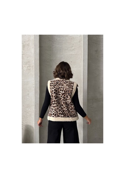 Verymoda Peluş Yelek Vmf1828 Leopar D1