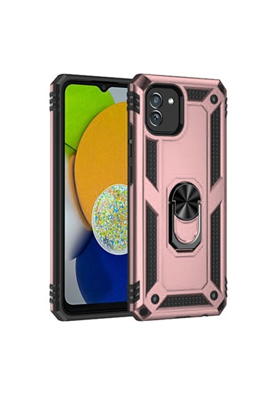 Samsung Galaxy  Uyumlu,  A03 Kılıf Sofya Yüzüklü Silikon Kapak - Rose