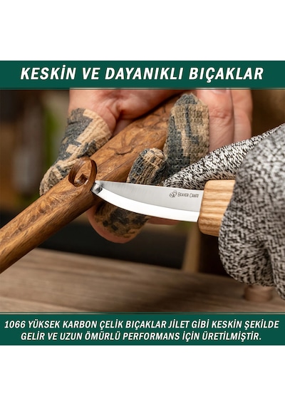 Beavercraft S01 Ahşap Kuksa Kaşık Oyma Bıçağı Seti 4 Parça
