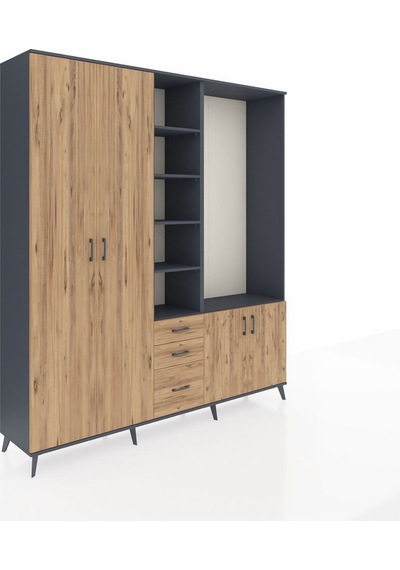 Hyperion Dolap 13 Raflı 3 Çekmeceli 4 Kapaklı 220x44x243 Antrasit-çam/çam Çok Renkli Hyperion Dolap 13 Raflı 3 Çekmeceli 4 Kapaklı 220x44x243 Antrasit-çam/çam Çok Renkli