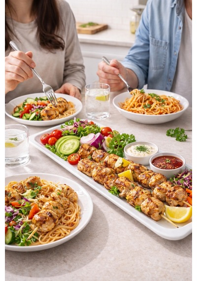 47x15 Cm Uzun Beyaz Melamin Tavuk Sunum Tabağı Kebap, Makarna, Meze Servis Tabağı Beyaz