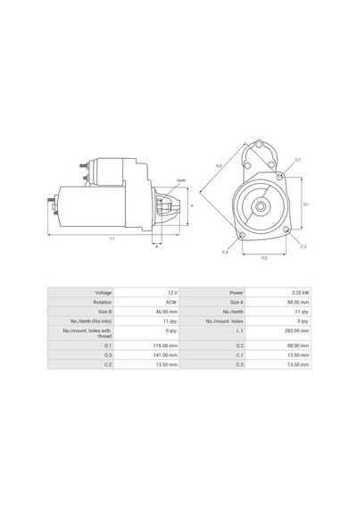 12v Marş Motoru Nıppon Denso Tipi 11 Diş 2.2 Kw Kıa Bongo