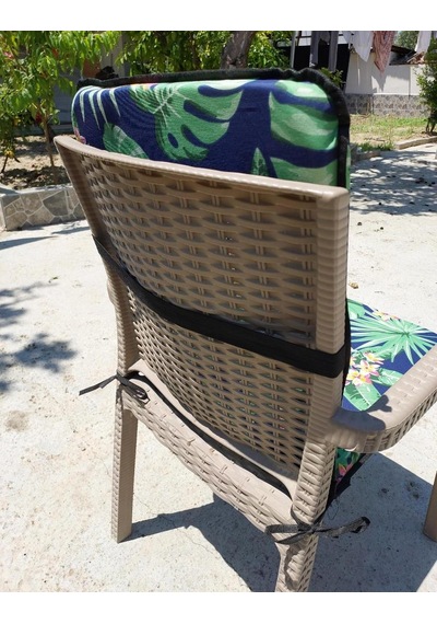 2adet Rattan Arkalıklısandalye Minderi Kalınlık 4cm Tropikalyeşil Yeşil