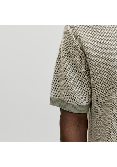 Jack & Jones Erkek Regular Fit Split Yaka Triko Tisört - Heaston - 12294733 Tea Leaf