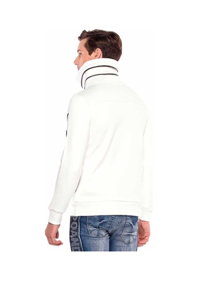 Cipo & Baxx Cl385 Taşlı Relax Fit Dik Fermuar Yaka Kalın Sweatshirt 001