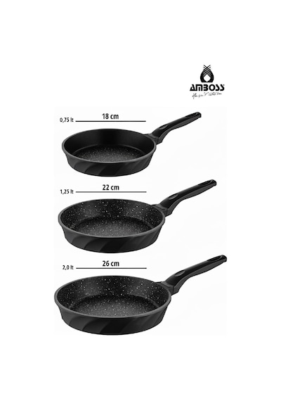 Amboss 6 Parça Onix Ve Odin Tava Ve Sahan Seti Siyah