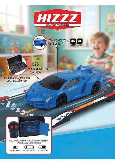 TıfılToys Uzaktan Kumandalı Ferrari Hızlı Mavi Araba 1:26 Ölçek 18 Cm İleri Ve Geri Hareketli Oyuncak Araba