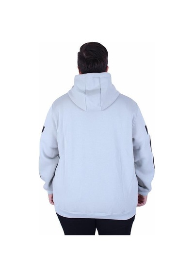 Starbattal Büyük Beden Kapüşonlu Fermuarlı 3ip Sweat Mg 25718 Grı Gri