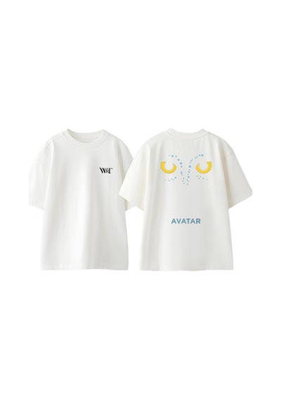 Thewert Avatar Göz Tasarım Sırt Baskılı Pamuk Beyaz Oversize T-shirt