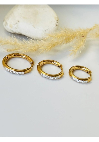Gold Renk Zirkon Taşlı 6'lı Set Küpe Altın