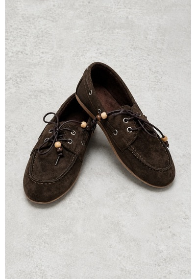 Demirsa Boutique Kadın Kahverengi Bağcıklı Loafer Günlük Babet Ayakkabı Kahverengi