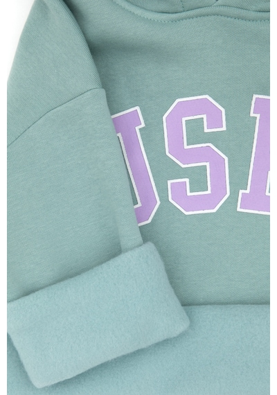U.S. Polo Assn. Kız Çocuk Şardonlu Kapüşonlu Mint Sweatshirt 50317890-VR090