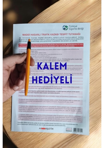Kalem Hediyeli Maddi Hasarlı Trafik Kazası Tespit Tutanağı 1 Adet 2 Nüshalı
