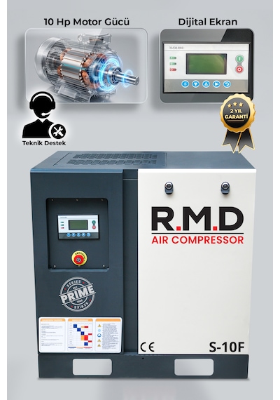 R.m.d Kompresör 10 Hp Vidalı Hava Kompresörü Tek Makine I S-10f