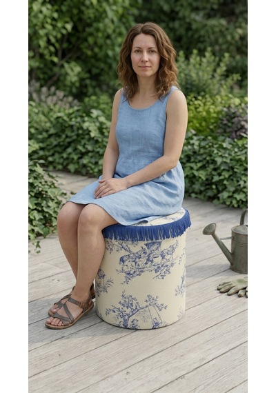 Toile Azure Puf Sarı