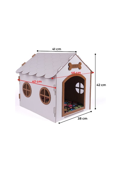 Ahşap Özel İsim Baskılı Dekoratif Köpek Evi-kulübesi, Küçük Irk Köpekler İçin Kulübe, Köpek Kulübesi Beyaz-kahverengi