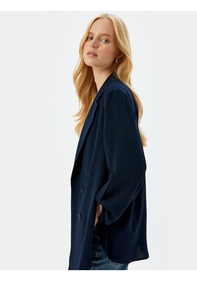 Koton Bol Kalıp 3/4 Kol Düşük Omuz Krep Kruvaze Blazer Ceket Lacivert 5wak50059ew Lacivert Koton Bol Kalıp 3/4 Kol Düşük Omuz Krep Kruvaze Blazer Ceket Lacivert 5wak50059ew Lacivert