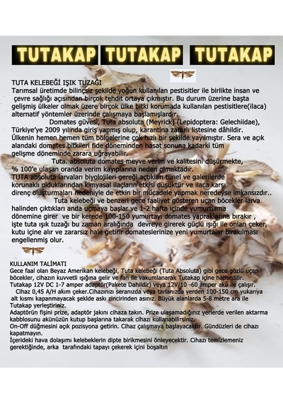 Tuta Kelebeği Işık Tuzağı
