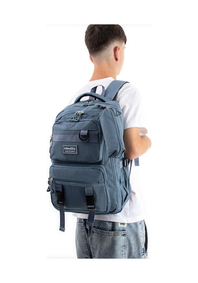 Ventis Unisex Okul 2'li Set Çantası Lise Ortaokul Kalemlikli Sırt Çantası 43 30 Cm Çok Cepli Vnt7-c Mavi