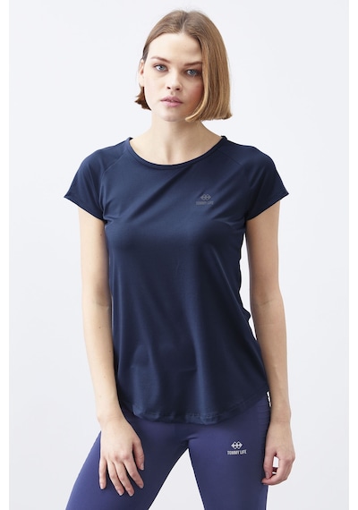 Tommy Life İndigo Sırt Pencereli Kısa Kol Standart Kalıp O Yaka Kadın T-shirt - 97101 Indigo