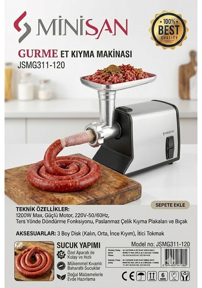 Minisan Jsgm311-120 Gurme Et Kıyma Makinesi
