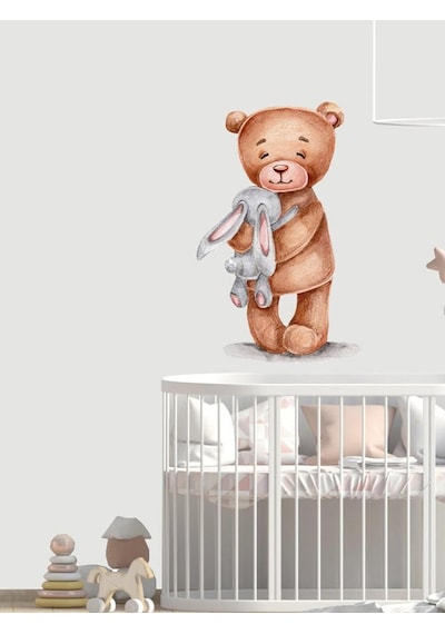 MSticker Sevimli Ayıcık Ve Tavşan Çocuk Bebek Odası Duvar Sticker