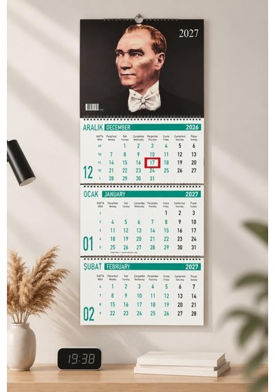 Lizy 2027 Atatürk Temalı Gemici Takvimi Spiralli 33x24 Cm Tasarım-2