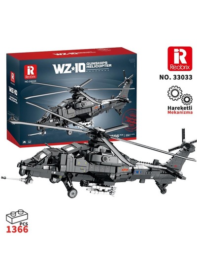 Reobrix 33033 Changhe Z-10 Helikopter Yaratıcı Yapı Blok Seti Building Blocks - 1169 Parça