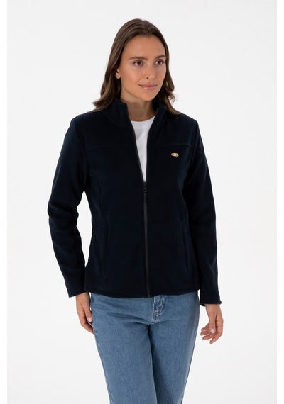 U.S. Polo Assn. Kadın Lacivert Fermuarlı Dik Yaka Polar Sweatshirt 50316729-VR059