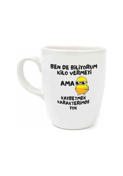 Kaybetmek Karakterimde Yok Krem Oval Kupa - Hediye Seramik Kupa Açık Ahşap