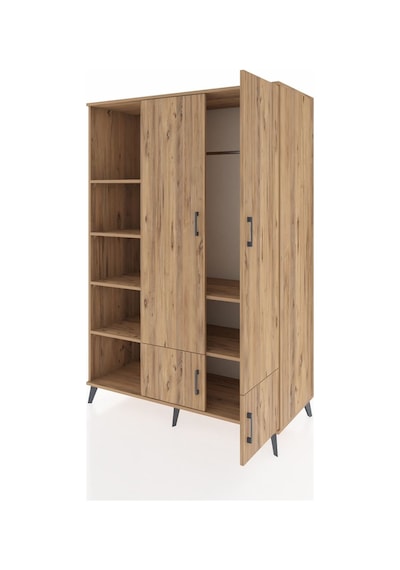 Kronos Dolap 6 Raflı 4 Kapaklı Tek Askılı 132x59x195 Çam-çam/çam Çam