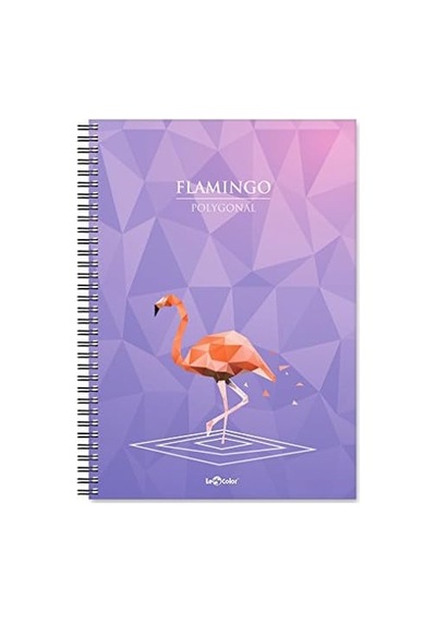 2018044/1 Polygonal Esnek Karton Kapak, Siyah Spiralli Renkli Kenar Boyama Çizgili Flamingo 103 Ivory