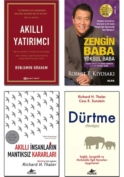 Akilli Yatirimci + Zengin Baba Yoksul Baba + Akilli İnsanlarin Mantiksiz Kararlari + Durtme 4 Set