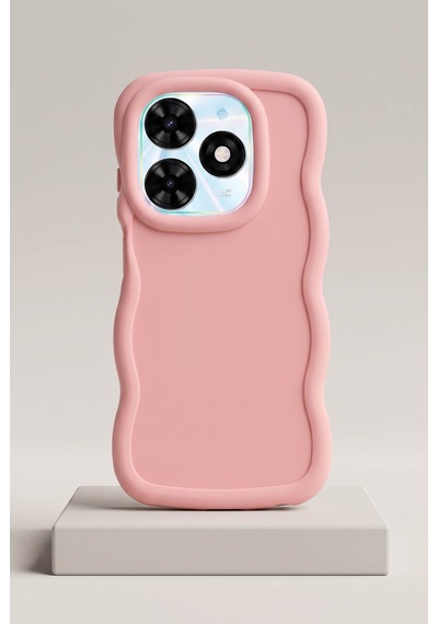 Tecno Spark Go 2024 / Smart 8 / Spark 20 / Hot 40i Uyumlu Dalgalı Tasarım Kamera Korumalı Mat Silikon Telefon Kılıfı-54206 Pembe