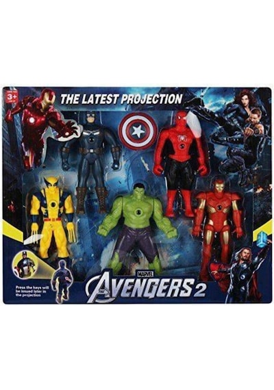 Avengers Süper Kahramanlar Spiderman Ironman Projektörlü 5 Li Figür Set Avengers