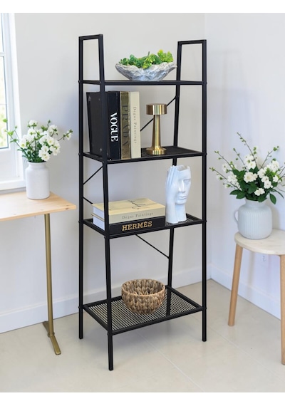 Dekoratif Siyah Metal Piramit Kitaplık 4 Raflı Çok Amaçlı Stand Salon Ve Çalışma Odası Düzenleyici Dekoratif Siyah Metal Piramit Kitaplık 4 Raflı Çok Amaçlı Stand Salon Ve Çalışma Odası Düzenleyici