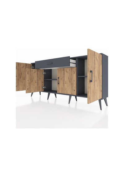 Arges Konsol 3 Raflı Tek Çekmeceli 4 Kapaklı 176x30x83 Antrasit-çam/antrasit Çam/antrasit Arges Konsol 3 Raflı Tek Çekmeceli 4 Kapaklı 176x30x83 Antrasit-çam/antrasit Çam/antrasit