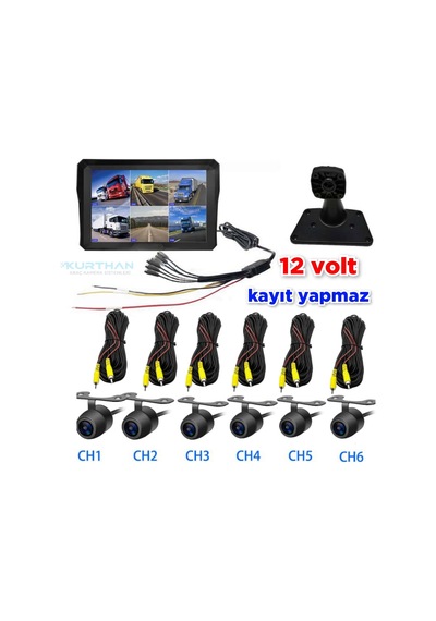 Tarım Araçları İçin 6 Kanallı Monitör Ve 6 Kamera Hazır Set