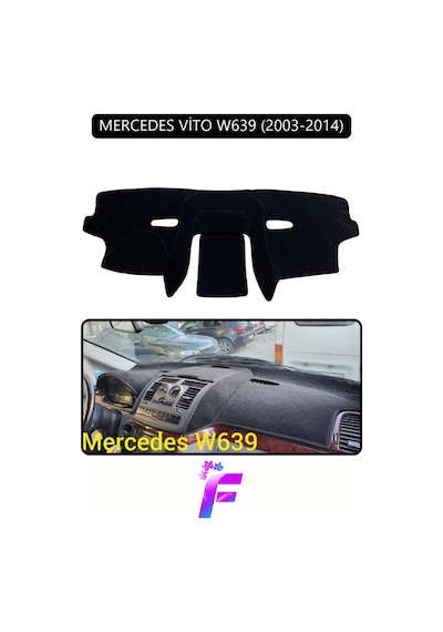 Mercedes Vito 2003-2014 Uyumlu Torpido Örtüsü Kolay Montaj Yansıma Önleyici Koruma G96 Siyah