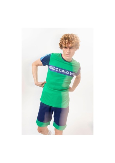 Benetton Bnt-m20482-23y Erkek T-shirt Bnt-m20482-r1938 Yeşil