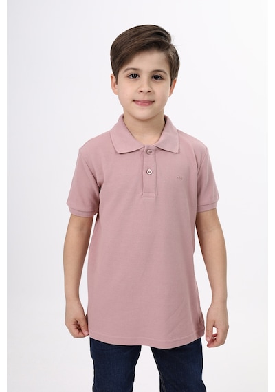Toontoy Kids Toontoy Unisex Polo Yaka Düğmeli Uzun Kısa Tişört Gülkurusu