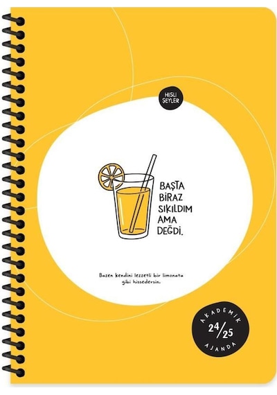 Keskin Color A5 Spiralli Akademik Ajanda - Başta Sıkıldım Sarı