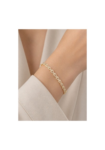 Luxeo Gold Kalp Formlu Taşlı İnce Bileklik Prime Koleksiyonu Xuping Altın Kaplama