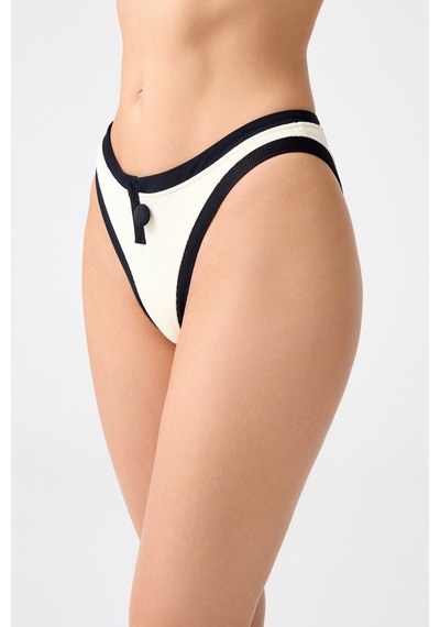 Los Ojos X Melodi Krem-siyah Brezilya Modeli Bikini Altı Vintage Bottom Krem-siyah