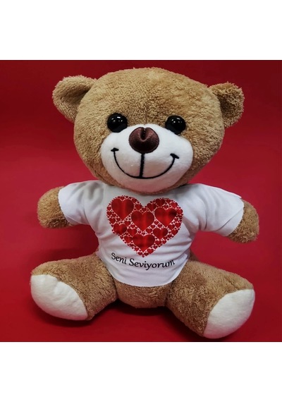 Love Tişörtlü Peluş Ayıcık Çok Renkli