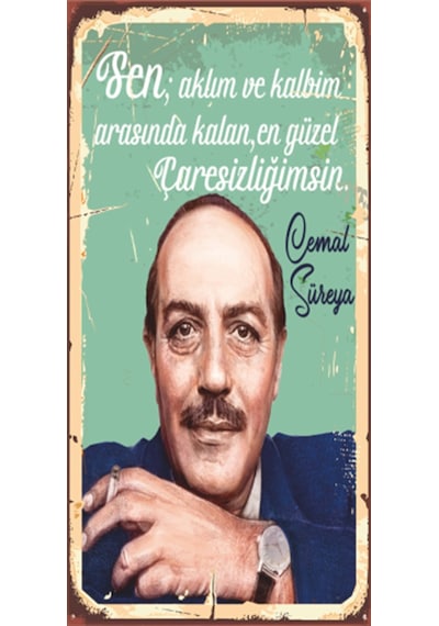 cemal süreya sen şiiri mini retro ahşap poster