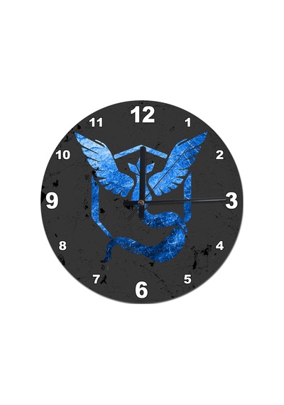 Pokemon Go Team Mystic Sessiz Duvar Saati Siyah