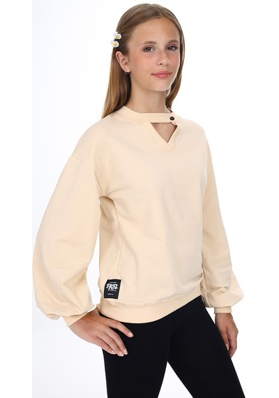 Toontoy Kız Çocuk Okul Sweatshirt Bej